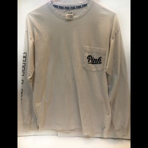 Victoria Secret Pink long sleeve white T shirt